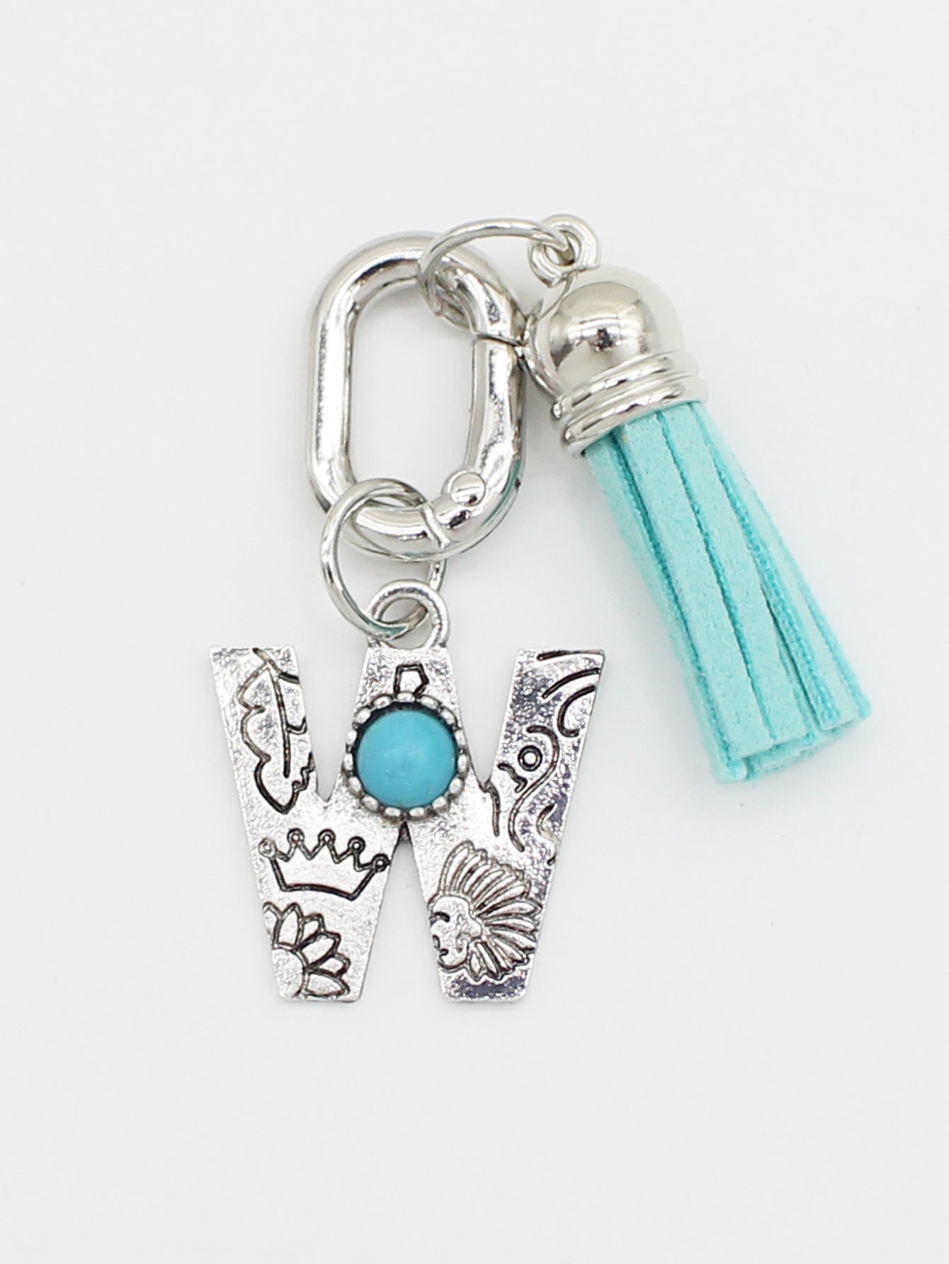 Wholesale ethnic style turquoise 26 letter tassel pendant